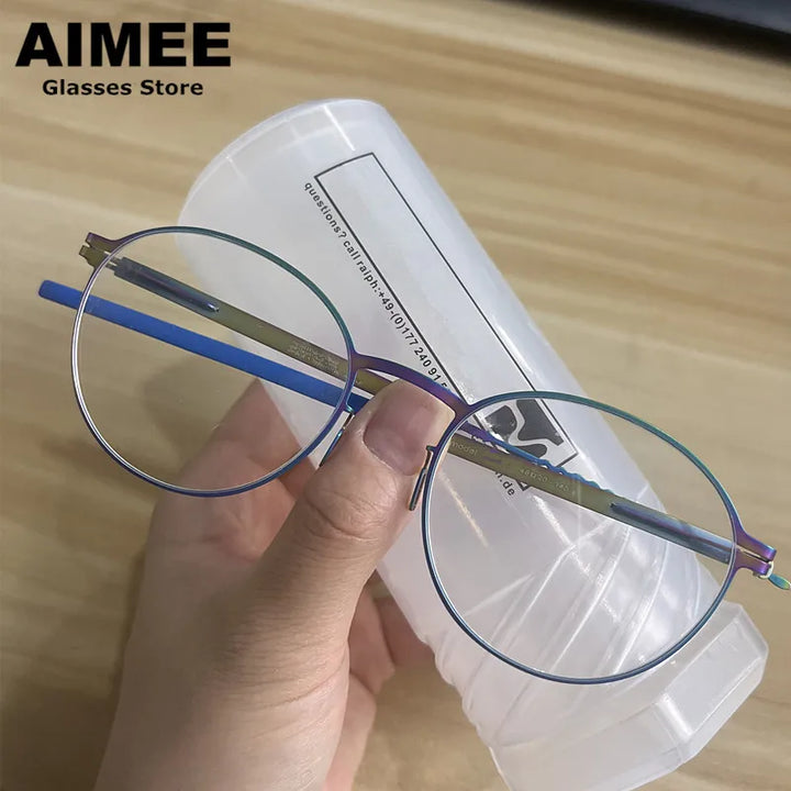Aimee Women's Full Rim Round Square Screwless Steel Eyeglasses 202019