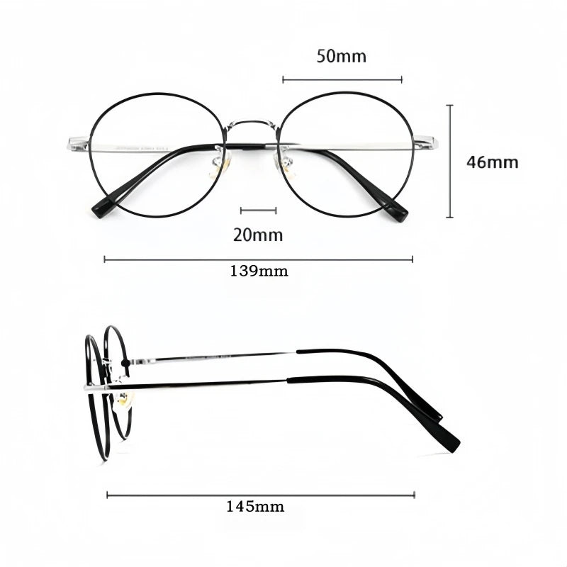 Yimaruili Women's Full Rim Round Tr 90 Alloy Eyeglasses Clip-On Sunglasses 50117