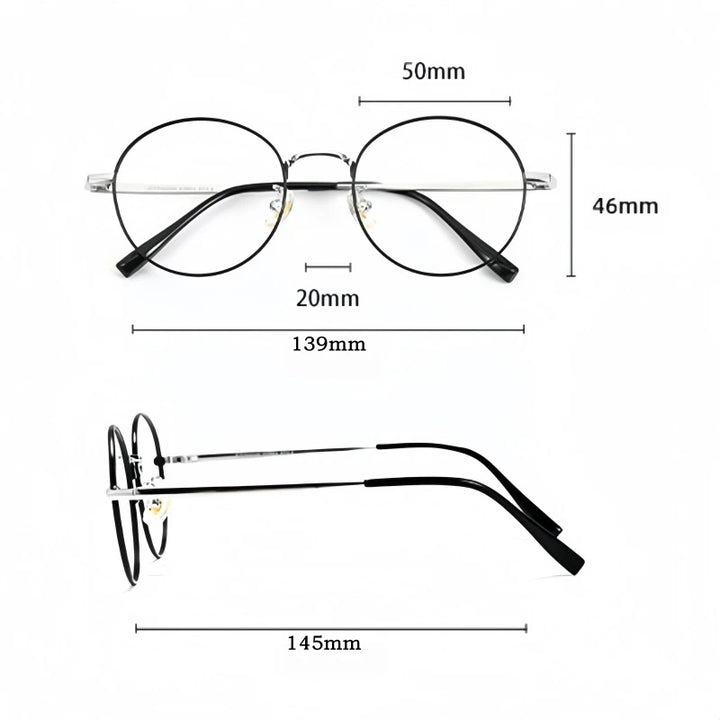Yimaruili Women's Full Rim Round Tr 90 Alloy Eyeglasses Clip-On Sunglasses 50117