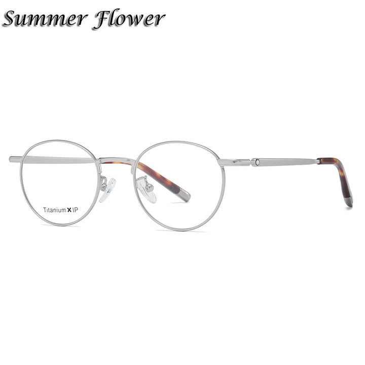 Summer Flower Women's Full Rim Oval Round Titanium Eyeglasses 842905 Full Rim Summer Flower Silver