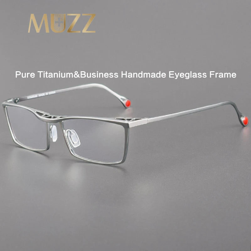 Muzz Men's Full Rim Square Brow Line Titanium Eyeglasses 1212 Full Rim Muzz   