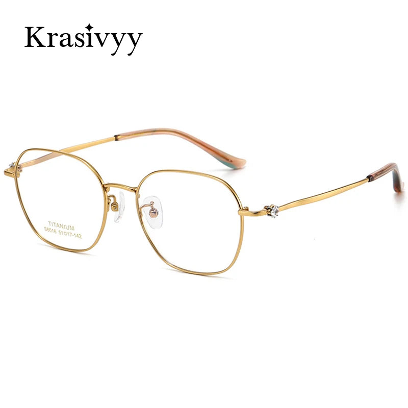 Krasivyy Women's Full Rim Flat Top Square Titanium Eyeglasses 6016 Full Rim Krasivyy   