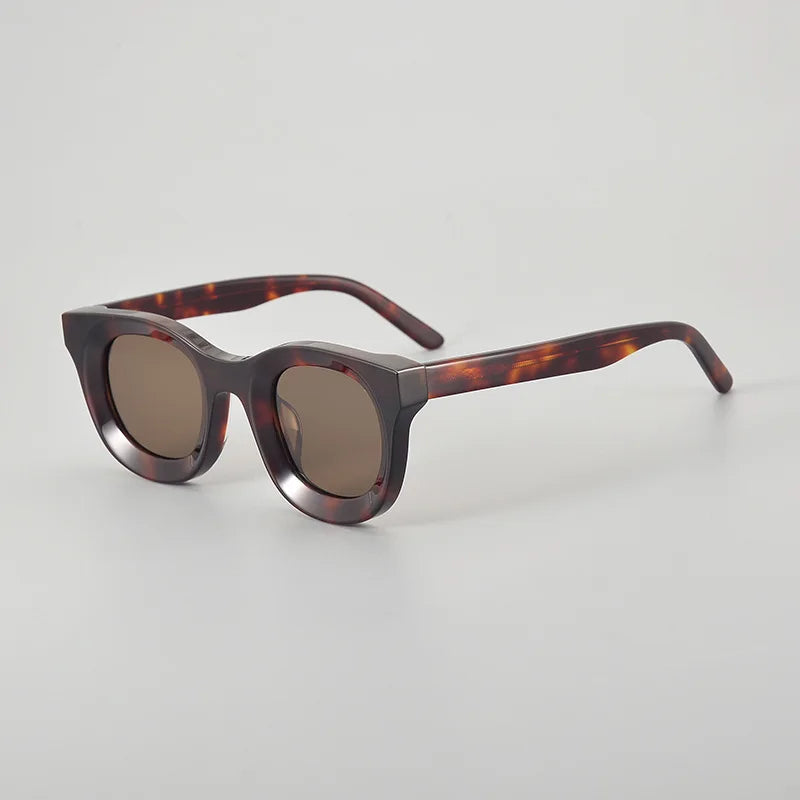 Black Mask Unisex Full Rim Square Thick Acetate Polarized Sunglasses S6688 Full Rim Black Mask Tortoise-Brown As Shown 