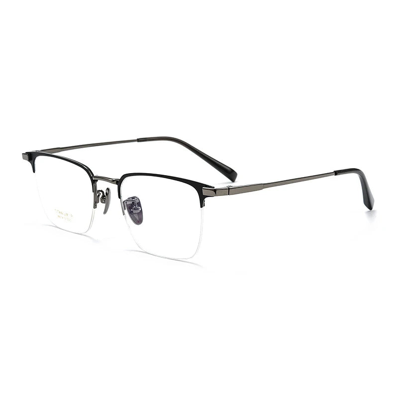 KatKani Unisex Semi Rim Square Titanium Alloy Eyeglasses 426014 Semi Rim KatKani Eyeglasses