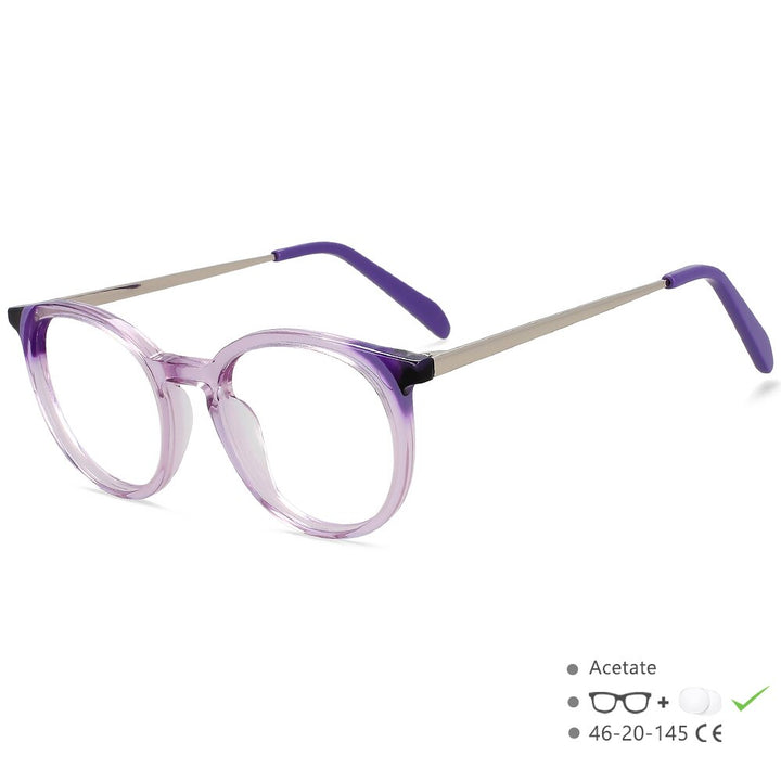 CCspace Unisex Full Rim Small Round Acetate Eyeglasses 55912 Full Rim CCspace Purple China 