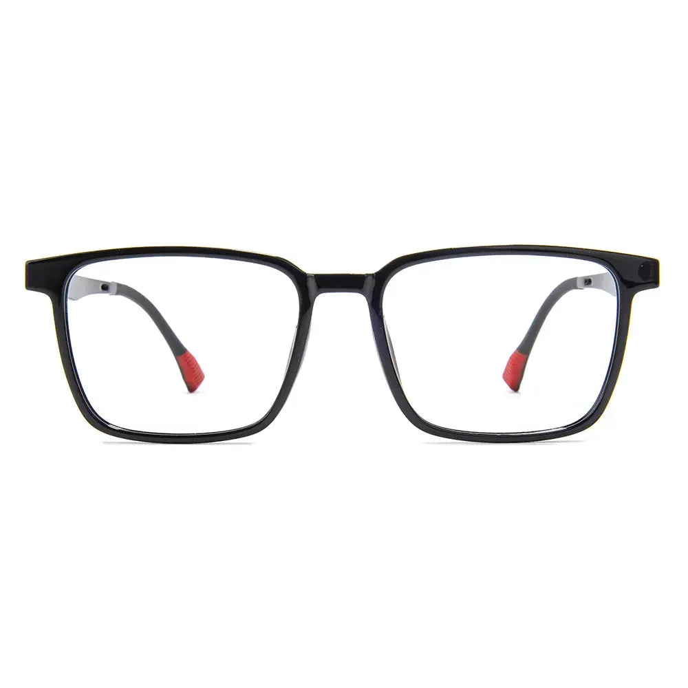 Vicky Men's Full Rim Oversized Square Tr 90 Titanium Reading Glasses With Polarized Clip 2191.