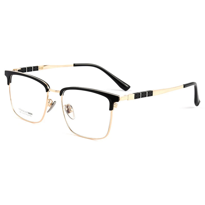 Handoer Women's Full Rim Square Titanium Eyeglasses 9017 Full Rim Handoer Black Gold  