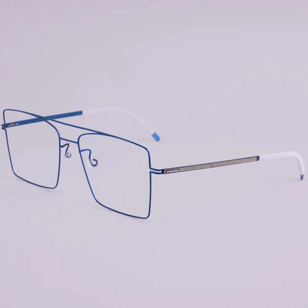 Bobbie 476753 Men’s 146mm Full Rim Square Double Bridge Titanium Frames FuzWeb