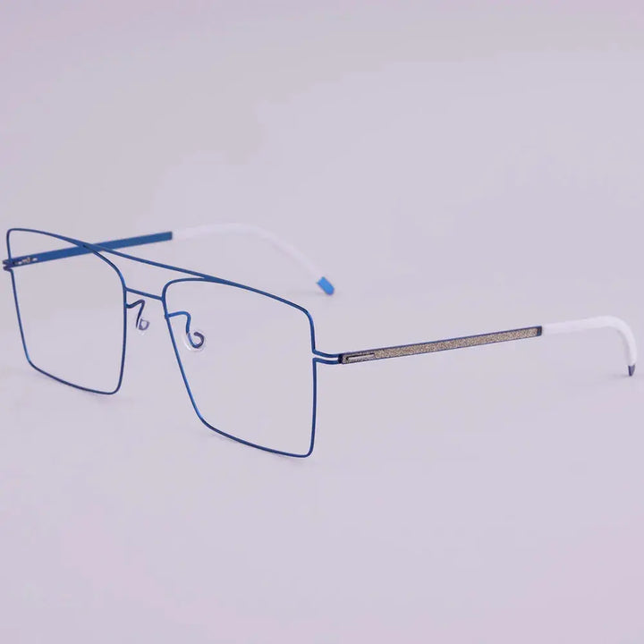 Bobbie 476753 Men’s 146mm Full Rim Square Double Bridge Titanium Frames FuzWeb