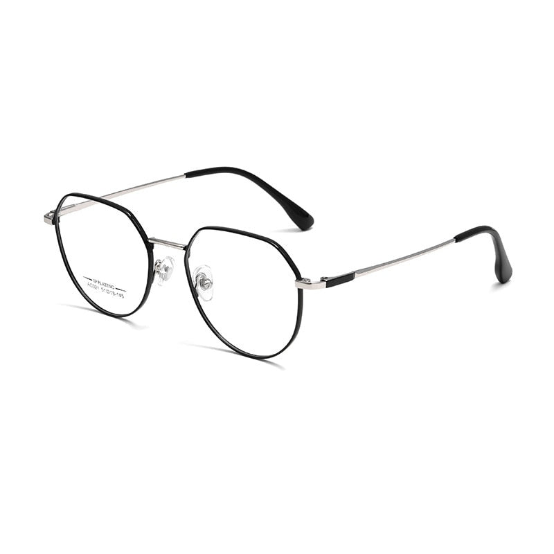 KatKani Unisex Full Rim Small Polygonal Alloy Eyeglasses Ac201b Full Rim KatKani Eyeglasses Black Gun  