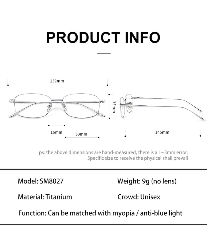 Vicky Unisex Full Rim Square Titanium Reading Glasses 80274