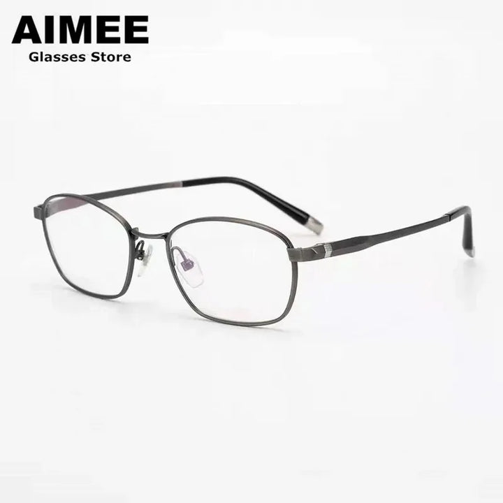 Aimee Unisex Full Rim Square Titanium Eyeglasses 27010 Full Rim Aimee Gun-Grey  