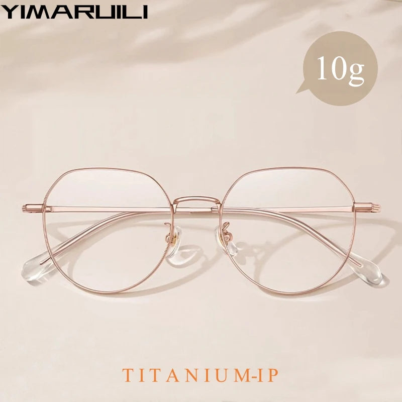 Yimaruili Unisex Full Rim Flat Top Oval Titanium Alloy Eyeglasses 3244 Full Rim Yimaruili Eyeglasses   