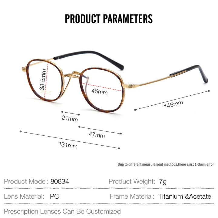 Muzz 1217 unisex round titanium acetate prescription eyeglasses — view 2