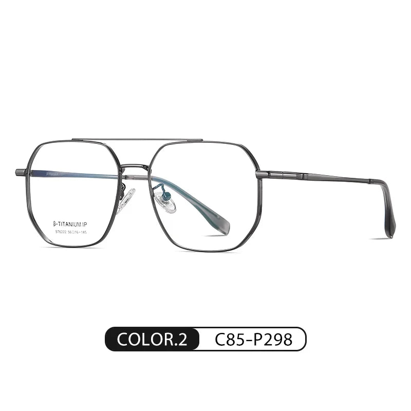 Reven Jate Unisex Full Rim Square Double Bridge Titanium Eyeglasses 6222 Full Rim Reven Jate C85  