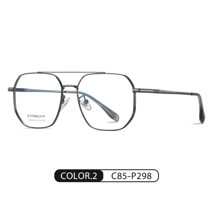 Reven Jate Unisex Full Rim Square Double Bridge Titanium Eyeglasses 6222 Full Rim Reven Jate C85  