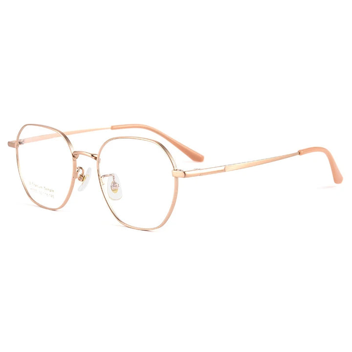 Handoer Women's Full Rim Polygon Titanium Eyeglasses 5055 Full Rim Handoer rose gold  