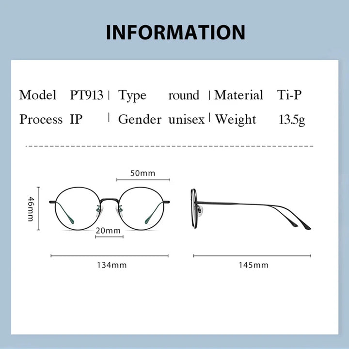 Handoer Women's Full Rim Round Titanium Eyeglasses 0913 Full Rim Handoer   