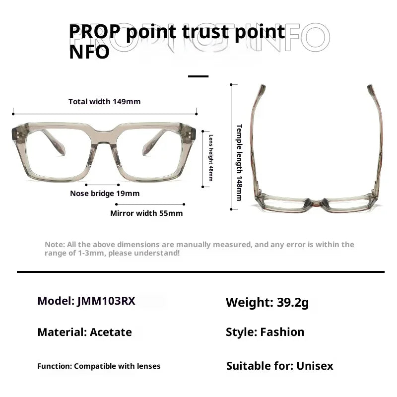 Muzz JM103rx unisex square acetate prescription eyeglasses — view 2