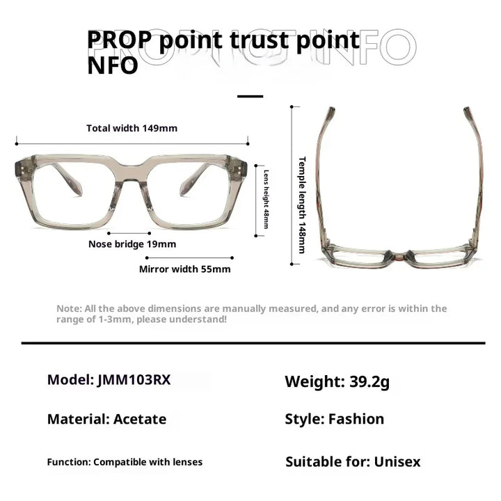 Muzz JM103rx unisex square acetate prescription eyeglasses — view 2
