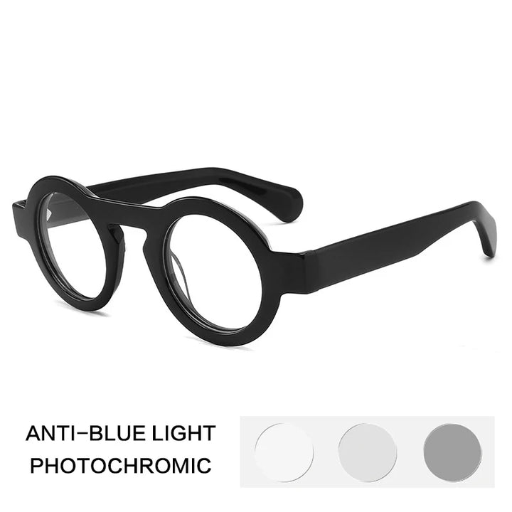 Gatenac Unisex Full Rim Round Acetate Photochromic Reading Glasses 842218