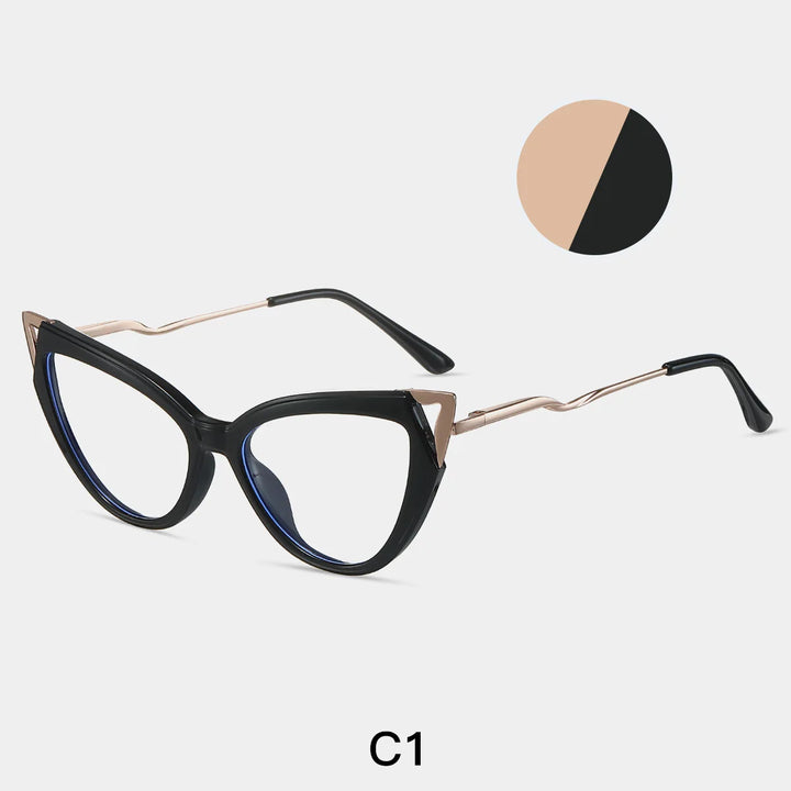 CCspace Women's Full Rim Oval Cat Eye Tr 90 Alloy Reading Glasses 802570