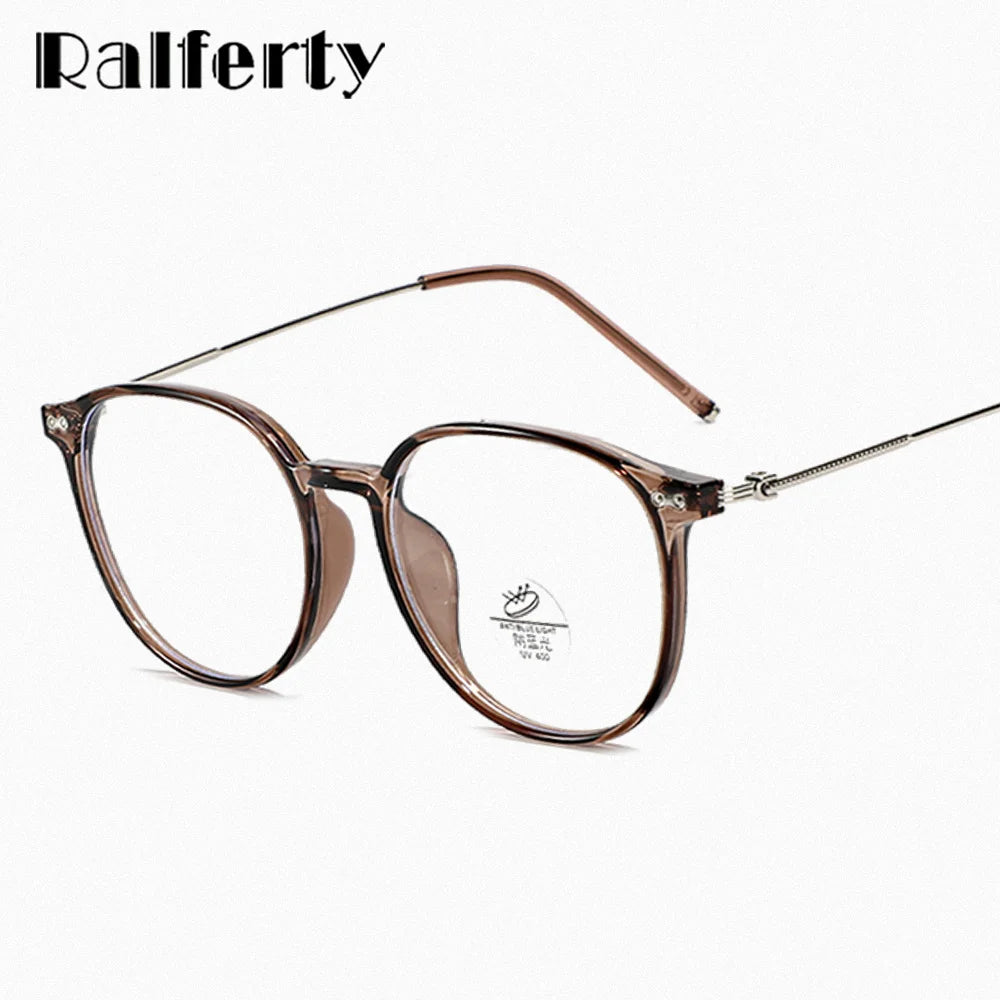 Ralferty Women's Full Rim Round Tr 90 Acetate Eyeglasses R85068 Full Rim Ralferty   