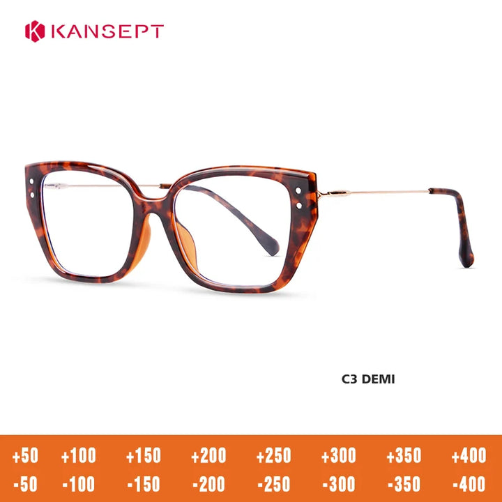 Kansept Women's Full Rim Square Tr 90 Alloy Reading Glasses 45771
