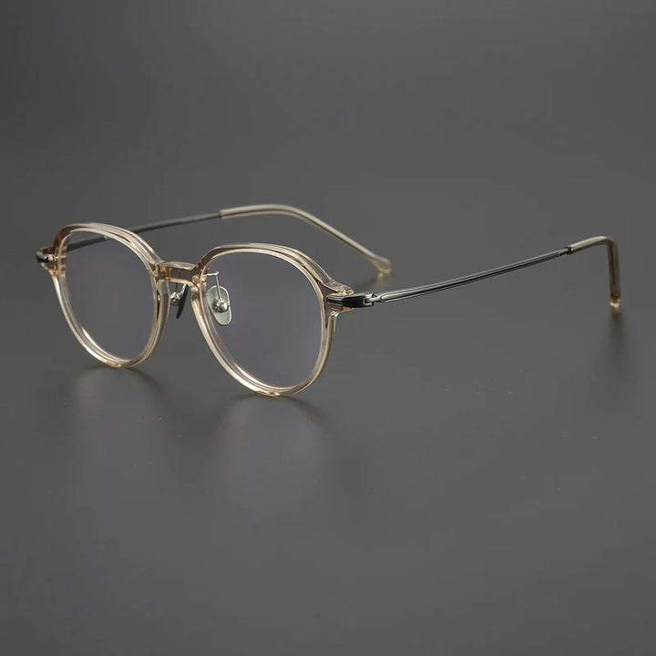 Black Mask Unisex Full Rim Flat Top Oval Titanium Acetate Eyeglasses 19834