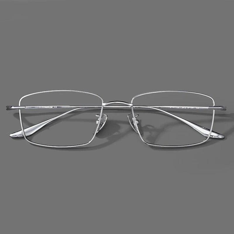 Black Mask Unisex Full Rim Square Brow Line Titanium Eyeglasses 366175