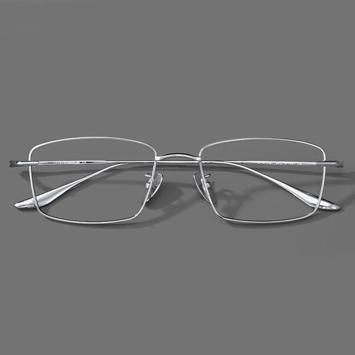 Black Mask Unisex Full Rim Square Brow Line Titanium Eyeglasses 366175