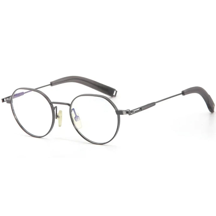 Aror Unisex Full Rim Small Flat Top Round Titanium Eyeglasses 494101 Full Rim Aror GRAY