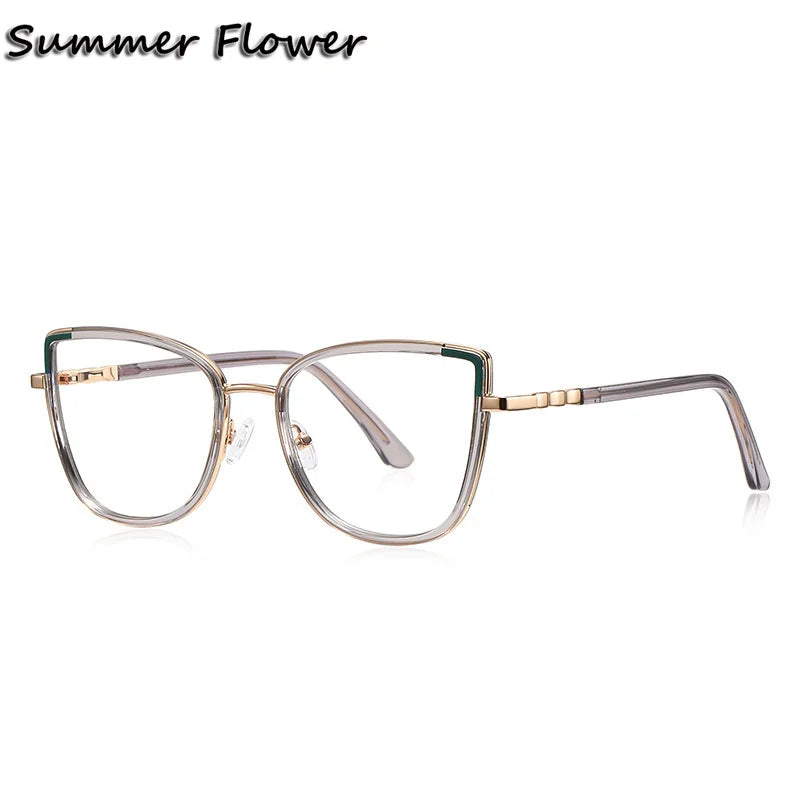 Summer Flower Women's Full Rim Cat Eye Tr 90 Titanium Eyeglasses 31314