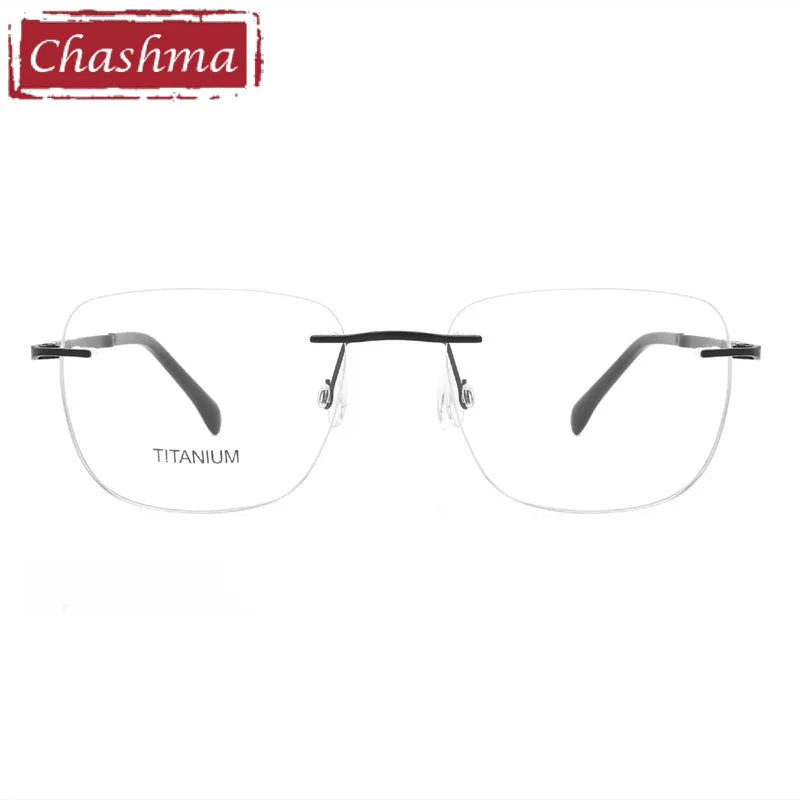 Chashma Unisex Rimless Flat top Polygon Square Titanium Eyeglasses 969013
