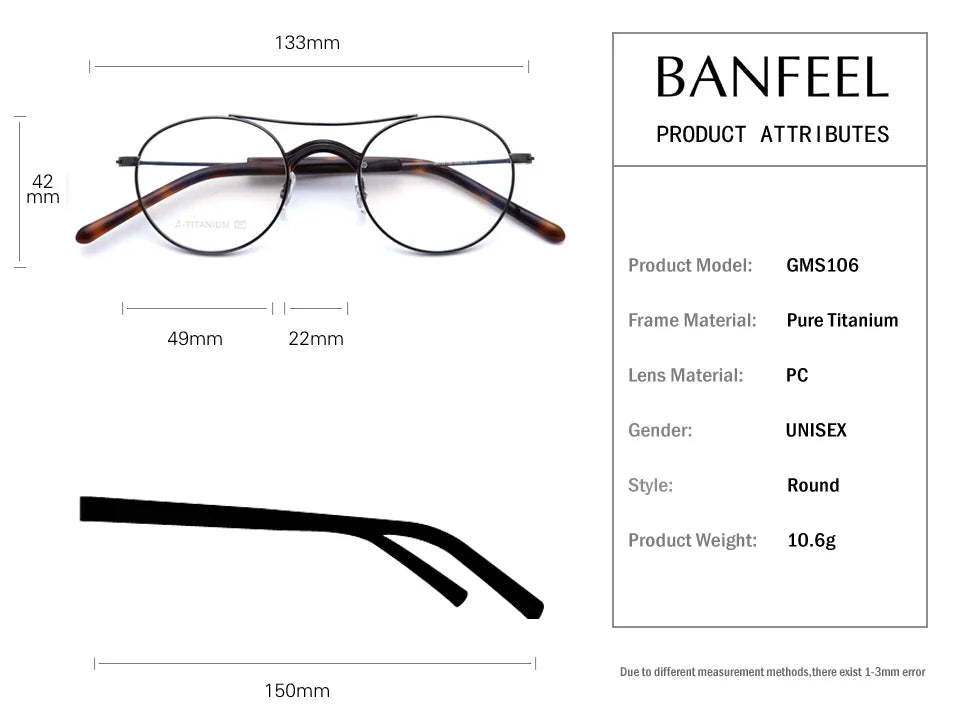 Aror Women's Full Rim Round Double Bridge Acetate Titanium Eyeglasses 749106 Full Rim Aror