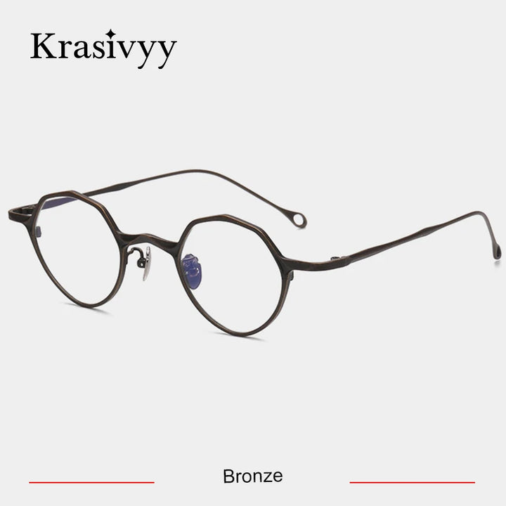 Krasivyy Unisex Full Rim Irregular Round Titanium Eyeglasses 45973