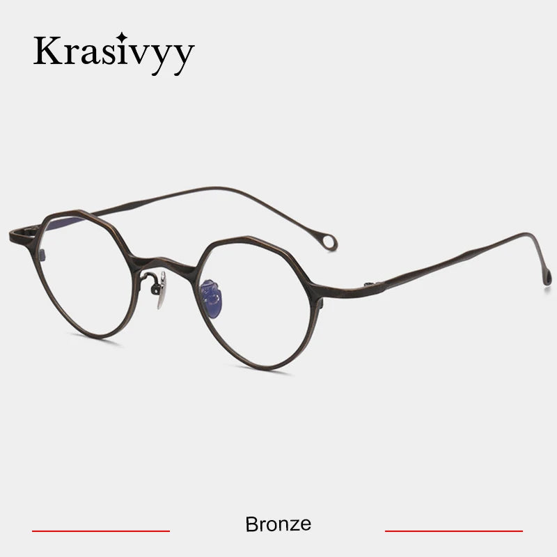 Krasivyy Men's Full Rim Irregular Round Titanium Eyeglasses 35973