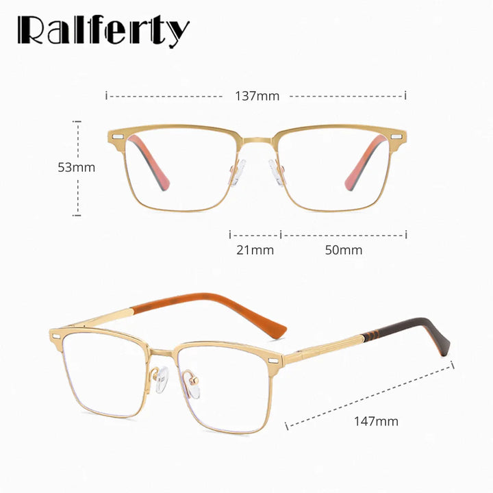 Ralferty Women's Full Rim Square Mg Al Eyeglasses Clip On Sunglasses 517044