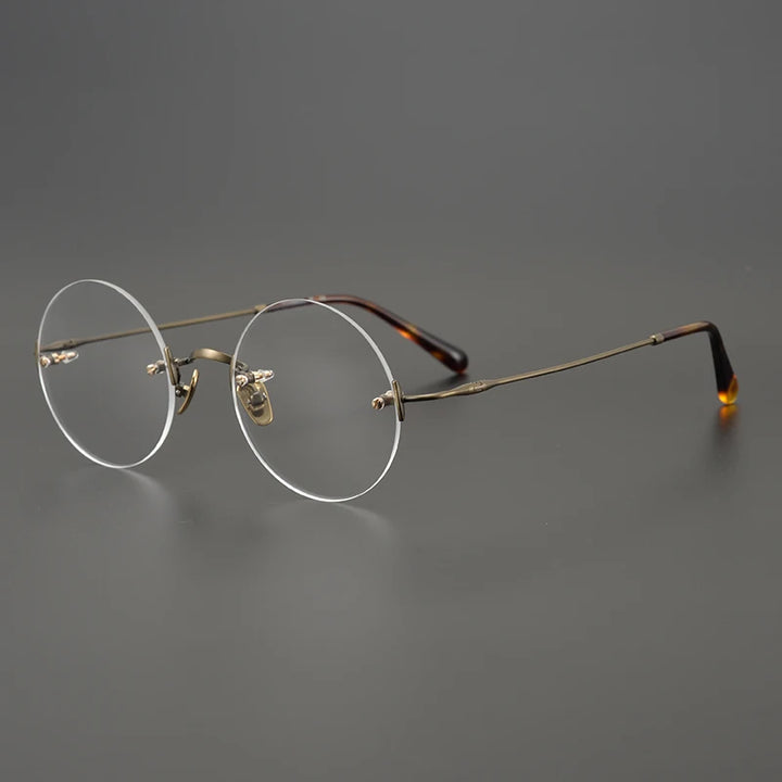 Aimee Unisex Rimless Round Titanium Eyeglasses 13321 Rimless Aimee Bronze  