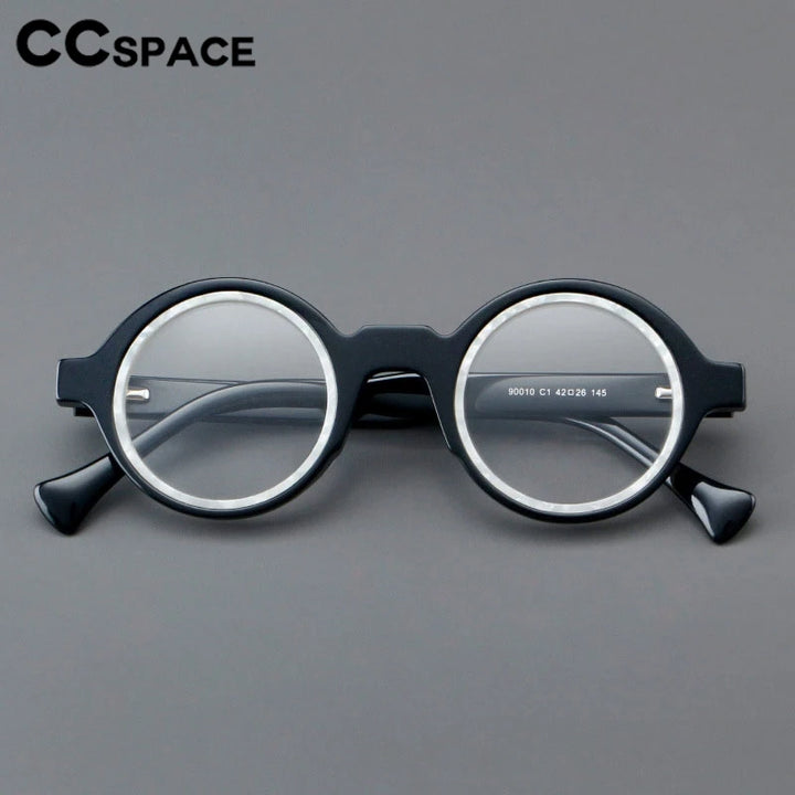 CCspace Women's Full Rim Round Thick Acetate Eyeglasses 301288 Full Rim CCspace   