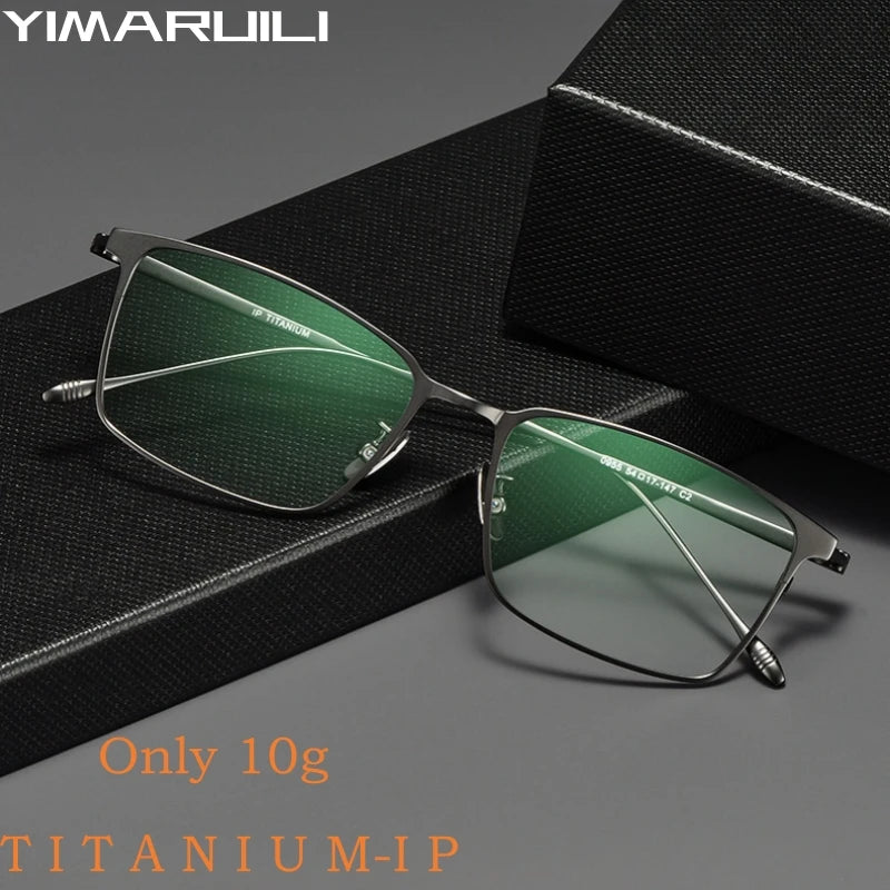 Yimaruili Men's Full Rim Square Titanium Eyeglasses Y0955 Full Rim Yimaruili Eyeglasses   