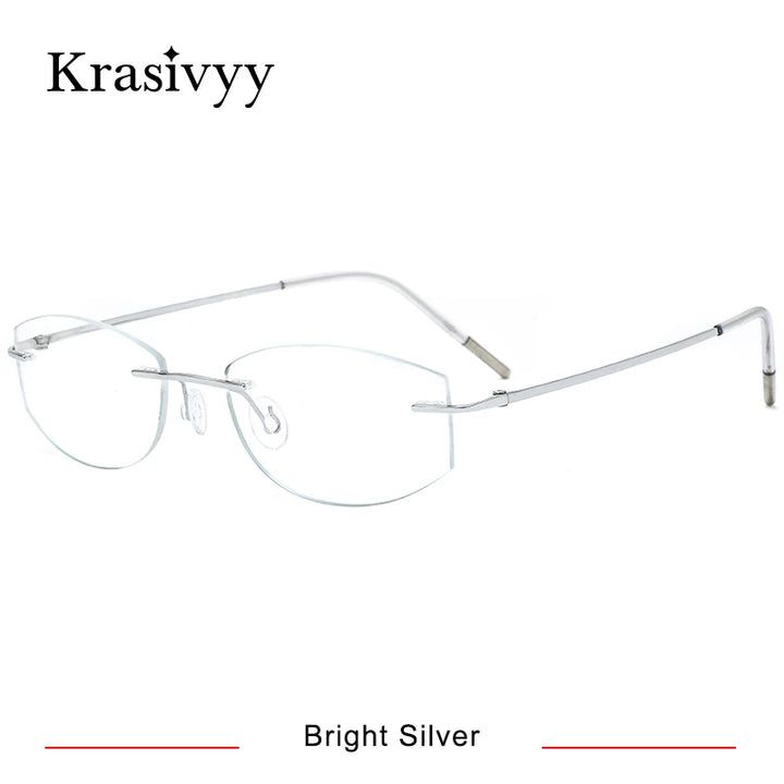 Krasivyy Women's Rimless Square Oval Screwless Titanium Eyeglasses 24106 Rimless Krasivyy Bright Silver