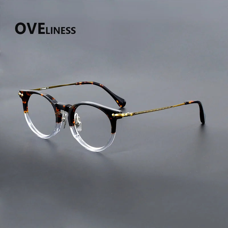 Oveliness Unisex Full Rim Round Titanium Acetate Eyeglasses 926025