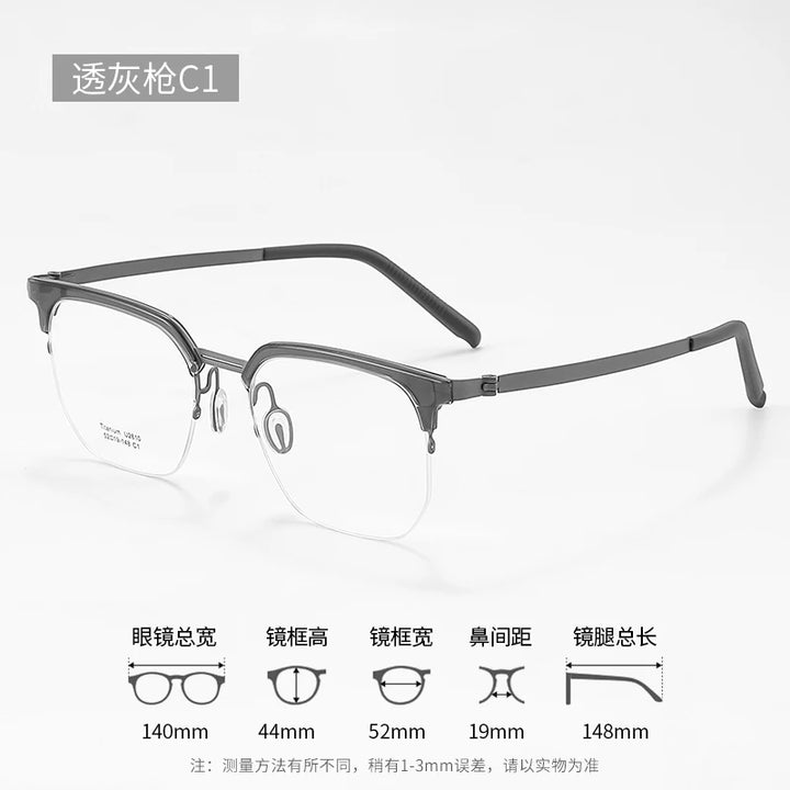 Reven Jate Unisex Full Rim Square Acetate Titanium Eyeglasses 2610