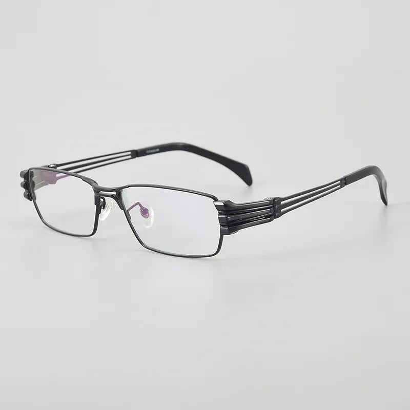 Muzz Men's Full Rim Small Square Titanium Eyeglasses 1191q Full Rim Muzz Black  