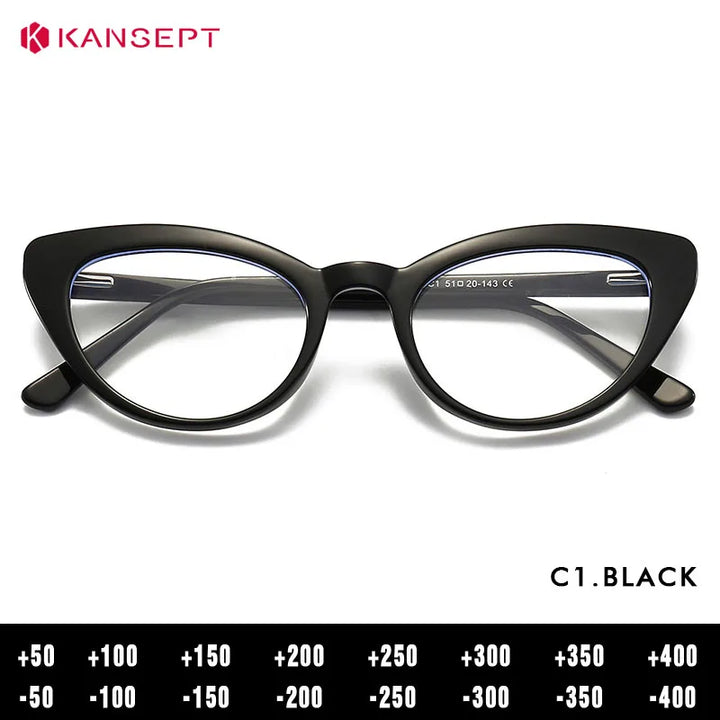 Kansept Women's Full Rim Oval Cat Eye Tr 90 Alloy Reading Glasses 58338