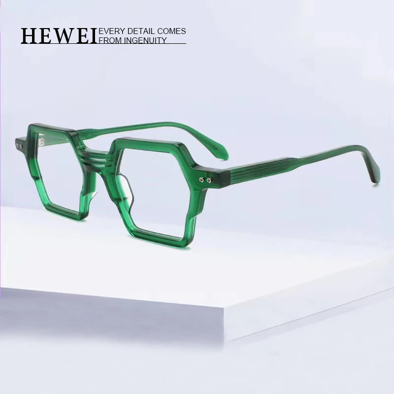 Hewei Unisex Full Rim Square Thick Acetate Eyeglasses 2281 Full Rim Hewei   