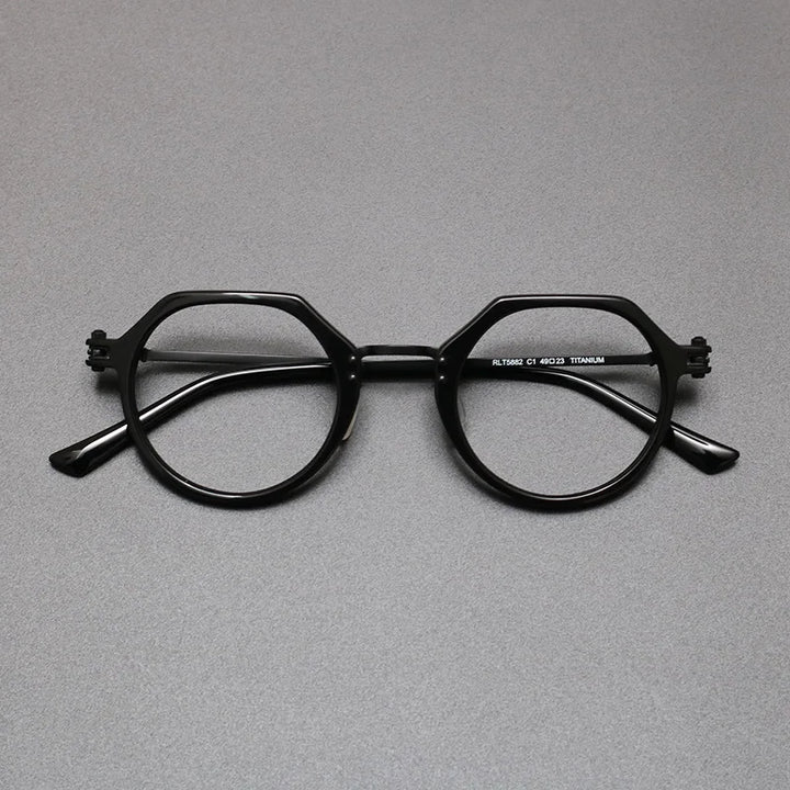 Bobbie Unisex Full Rim Flat Top Oval Titanium Acetate Eyeglasses 895882