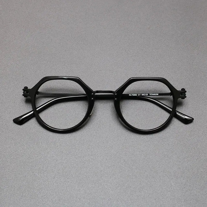 Bobbie Unisex Full Rim Polygon Acetate Eyeglasses 588200 FuzWeb