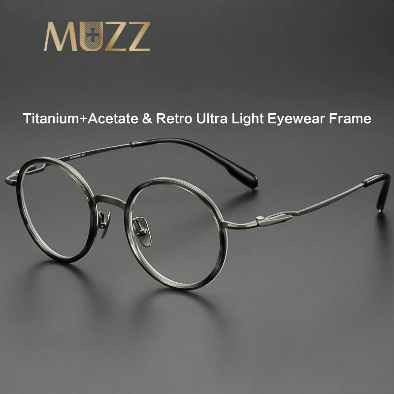 Muzz SH0069 unisex round IP titanium prescription eyeglasses